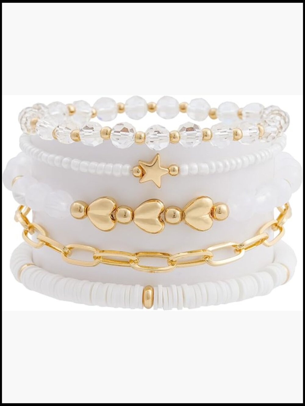 Polymer Clay Heishi Beaded Stretch Bracelets Stackable Boho Summer Jewelry Set